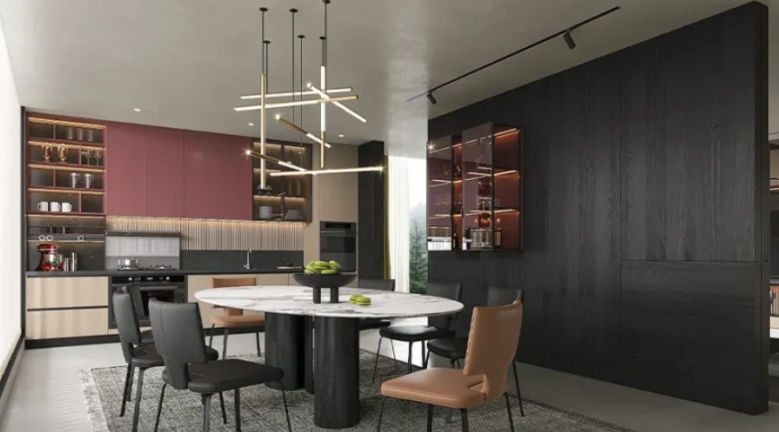 Hull Series Red Modern Minimalist Stylish Kitchen Cabinets – OBK24L03