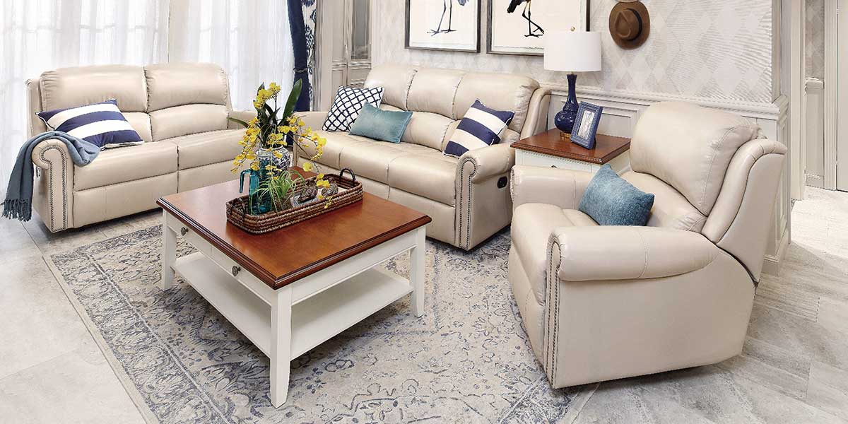 Modern Beige Leather Sofa Set OS-0318008-1