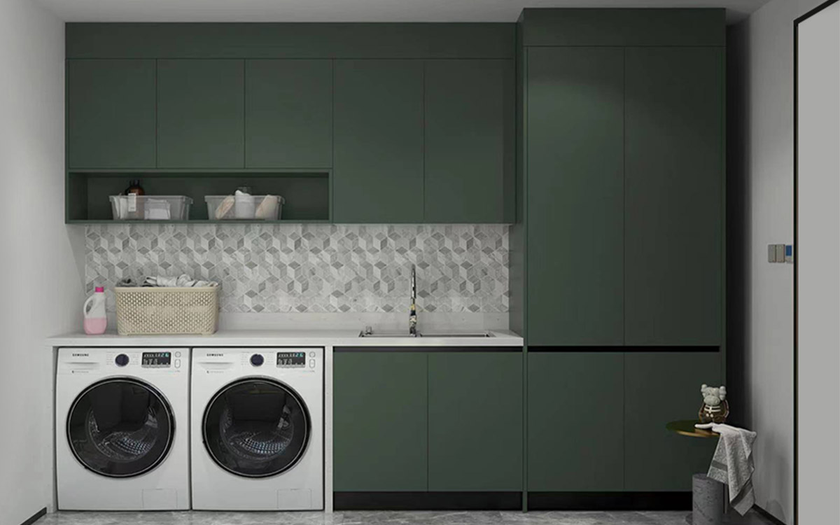 Dark Green Laundry Room Cabinets OBL23-L02