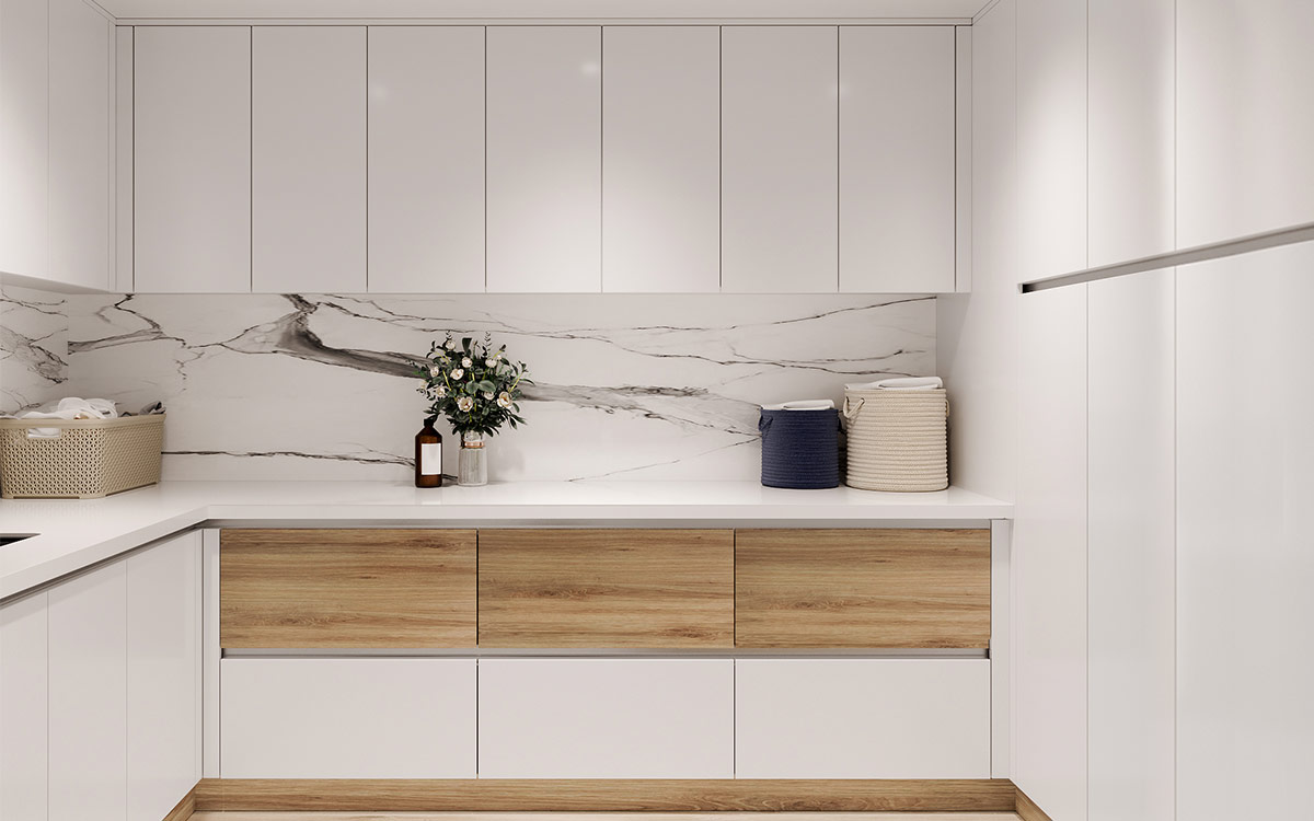 Custom White Laundry Cupboards
