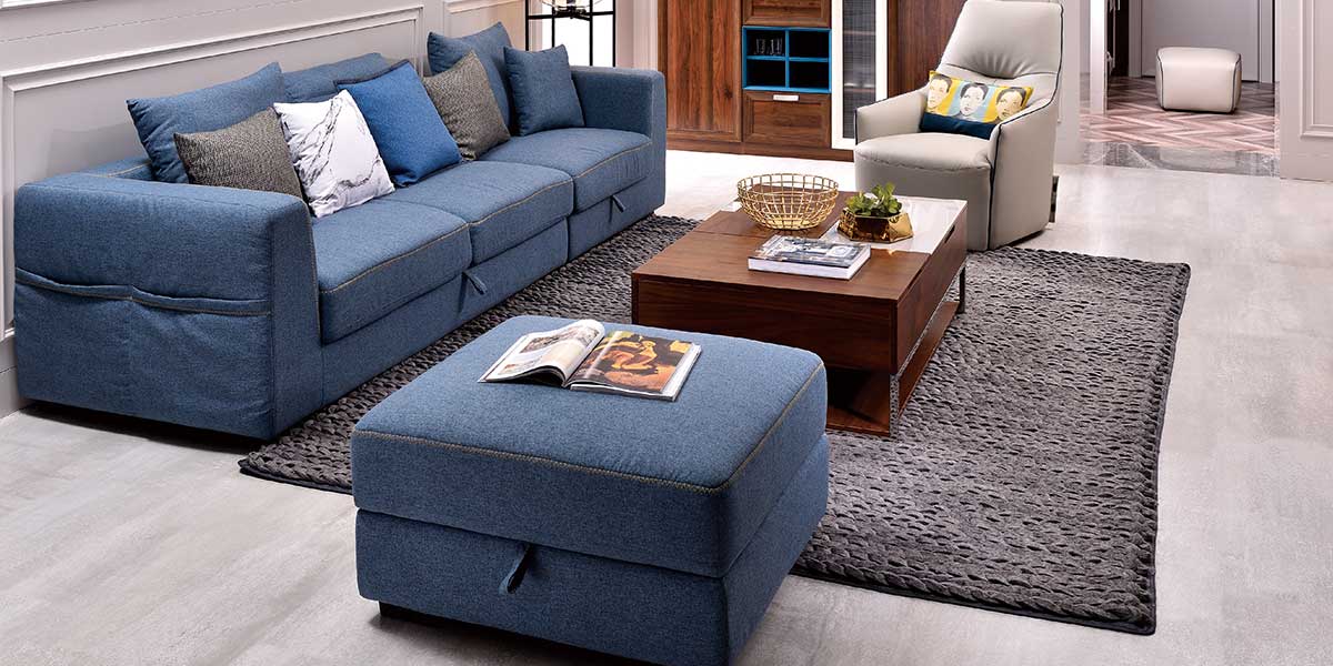 Living Romm Blue Fabric Sectional Sofa OS-0218003-4