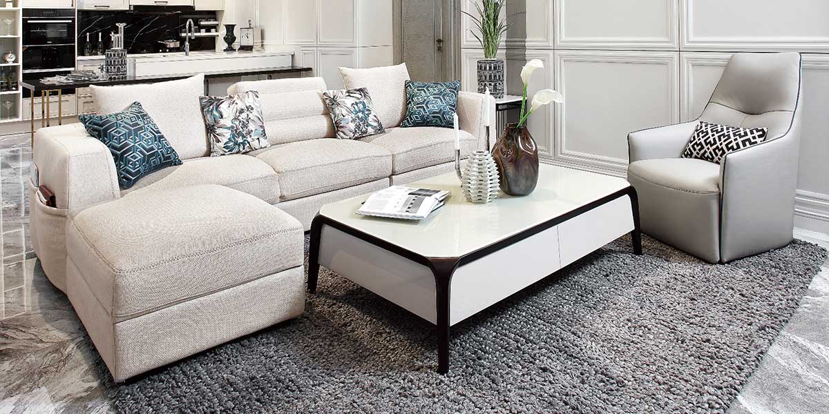 White Sectional Fabric Sofa Set OS-0218003-2