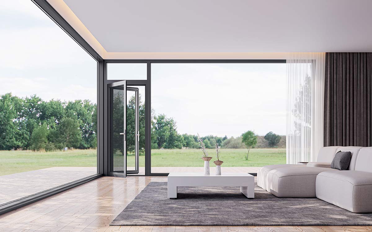 Aluminium Swing Door with Glass and Fly Screen EOD128