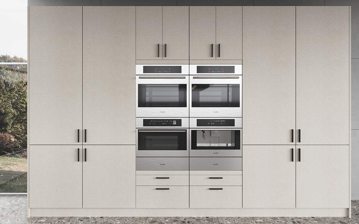 Fabric Beige and Grey Melamine RTA Cabinets
