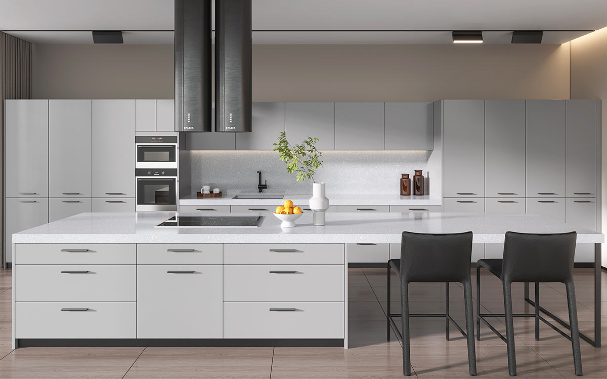 Flat Pack Matte Light Grey Cabinets