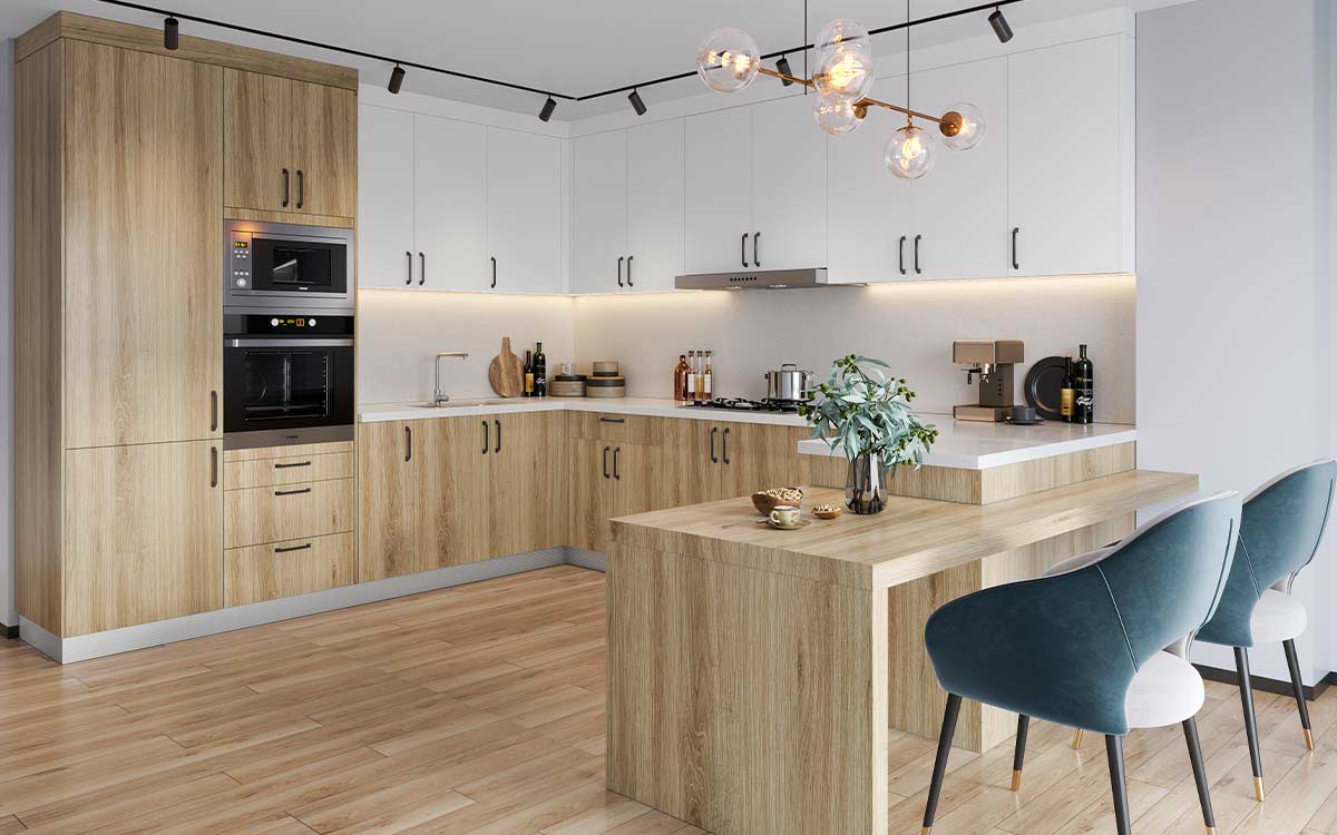 Light Wood Flat Pack Kitchen Units