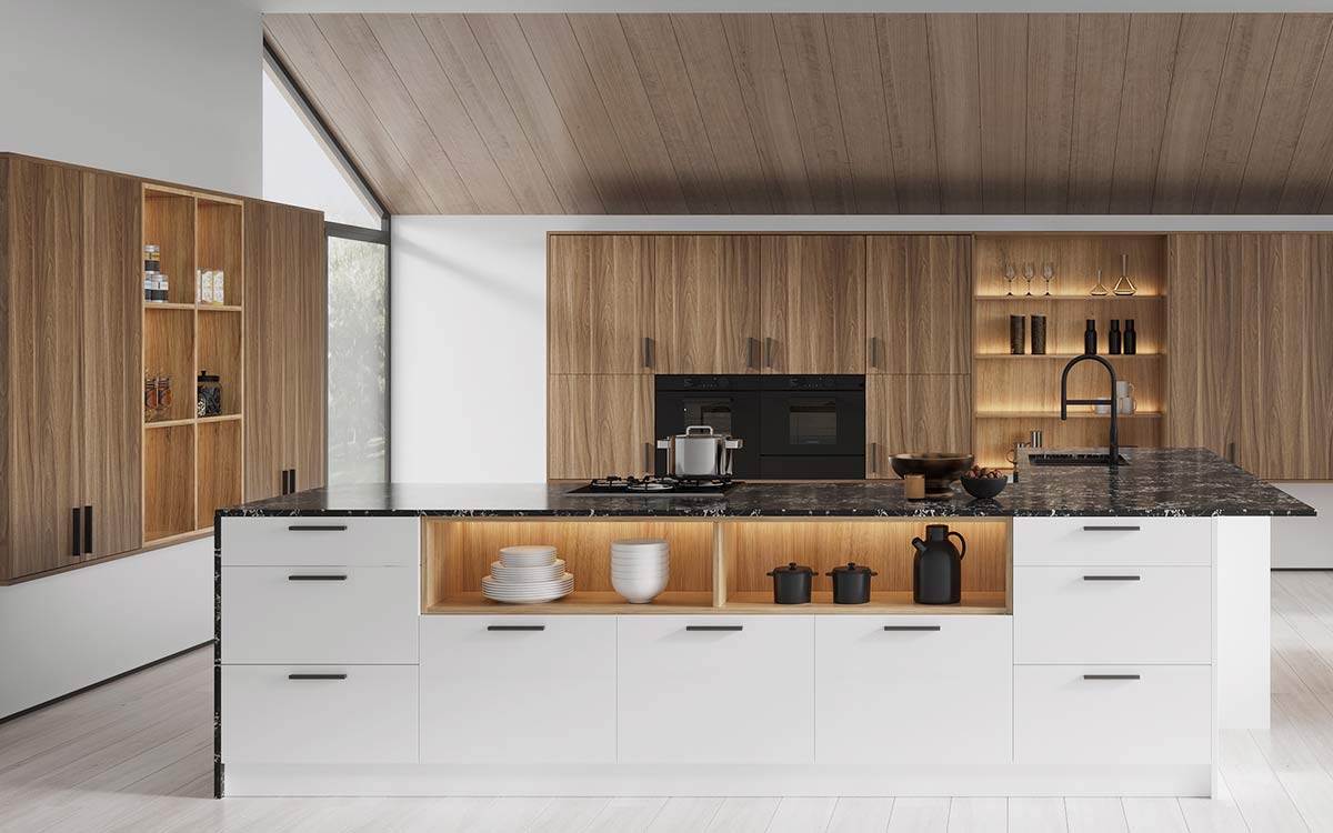 Modern Walnut RTA Kitchen Cabinets