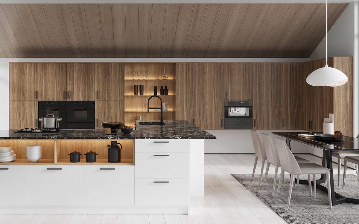 Modern Walnut RTA Kitchen Cabinets