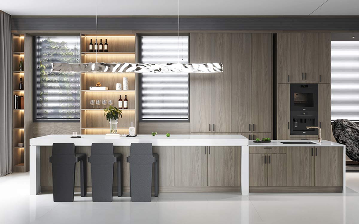 Grey Oak Affordable Stock Kitchen Cabinets
