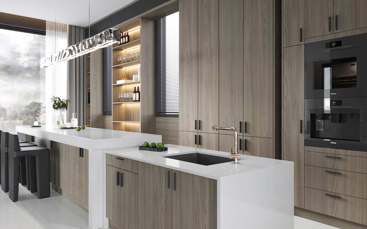 Grey Oak Affordable Stock Kitchen Cabinets 