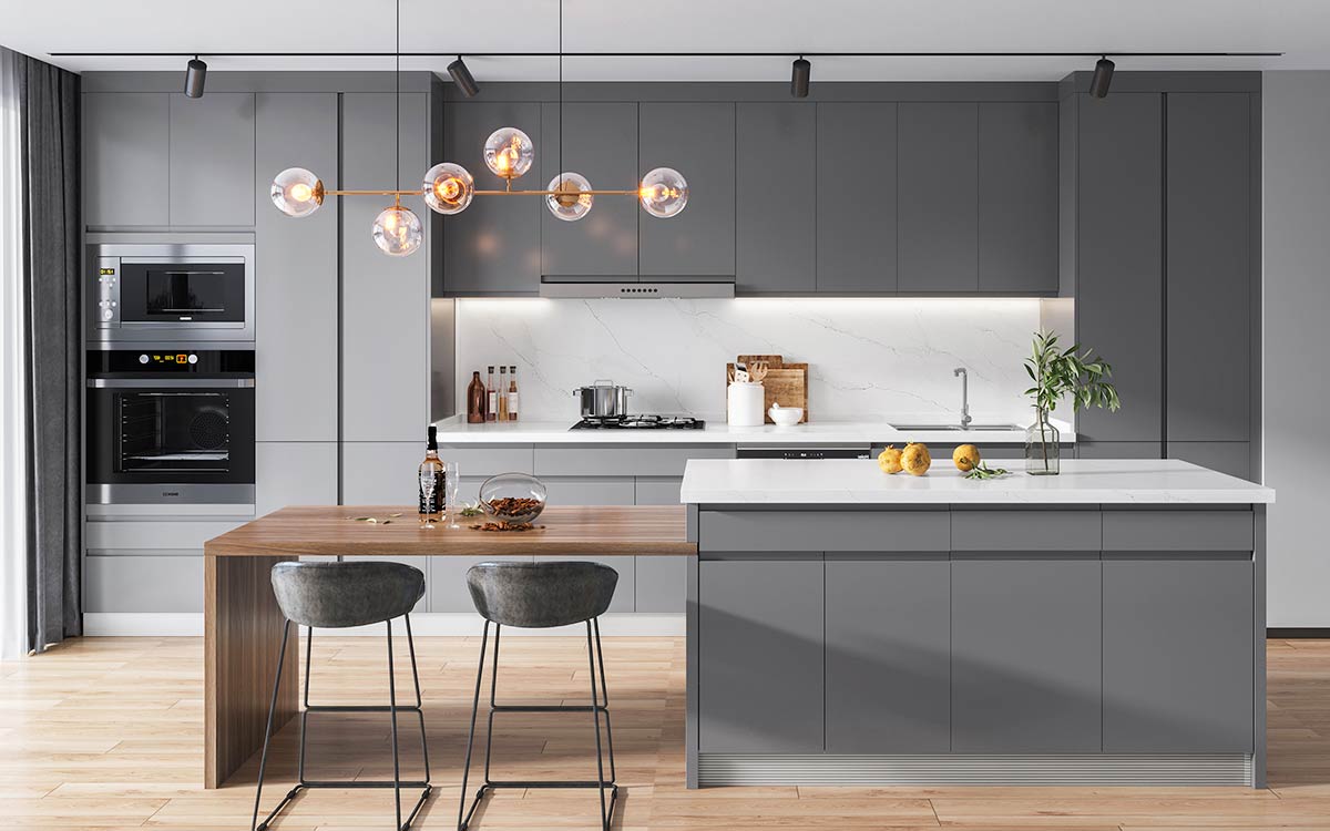 Modern Custom RTA Cabinets in Matte Gray