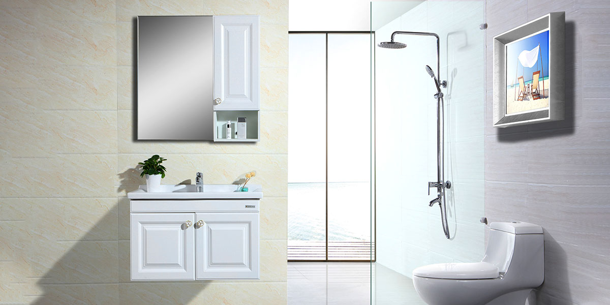 White PVC Wooden Shaker Bathroom Vanity OBV21-001