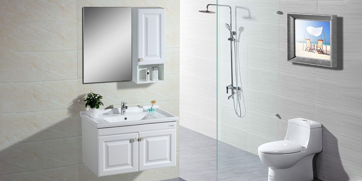 White PVC Wooden Shaker Bathroom Vanity