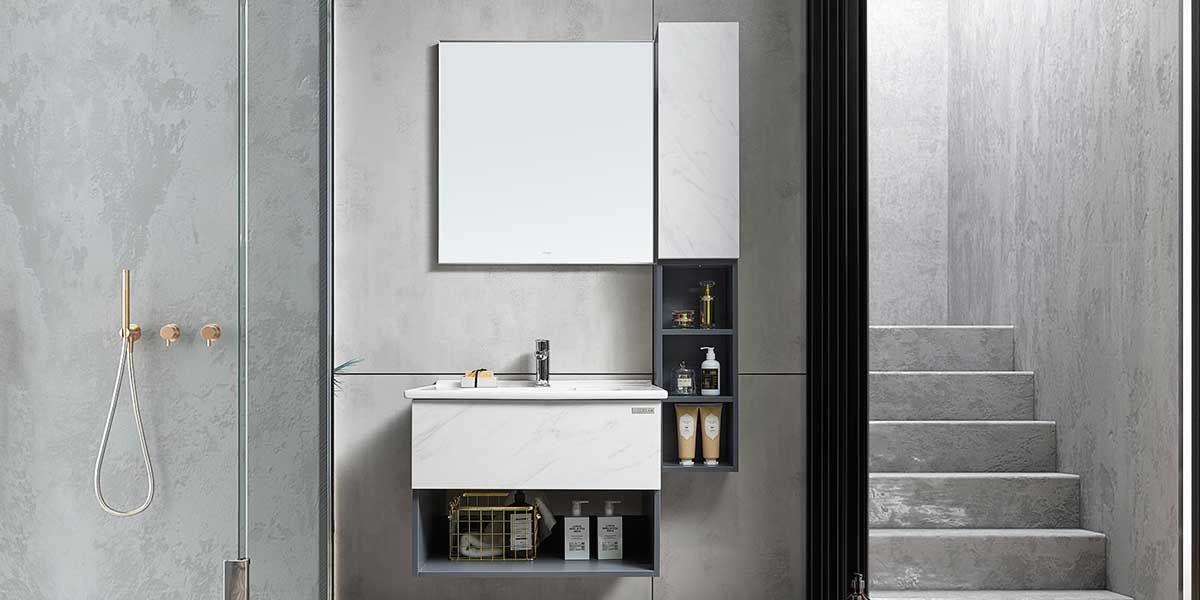White Modern Bathroom Vanity Design OBV21-012