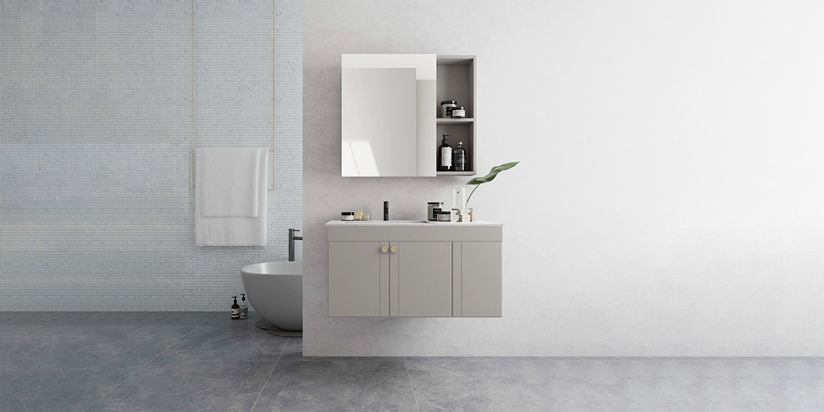 Modern Grey Floating Bathroom Vanity BLWY21003