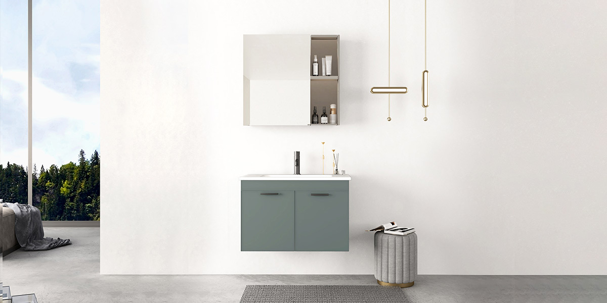 Modern Blue Gray Wall Hung Vanity Unit BLWY21002