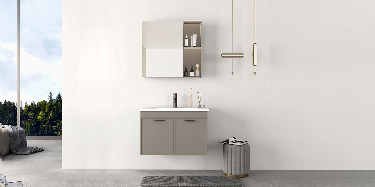 Gray Wall-mounted Bathroom Vanity Units BLWY21001