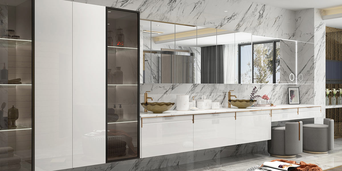 Large Bathroom Vanity With Makeup Table OBV22-DR
