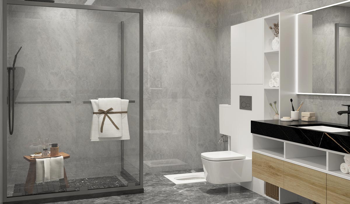 Custom Bathroom Vanity with Tall Side Cabinet