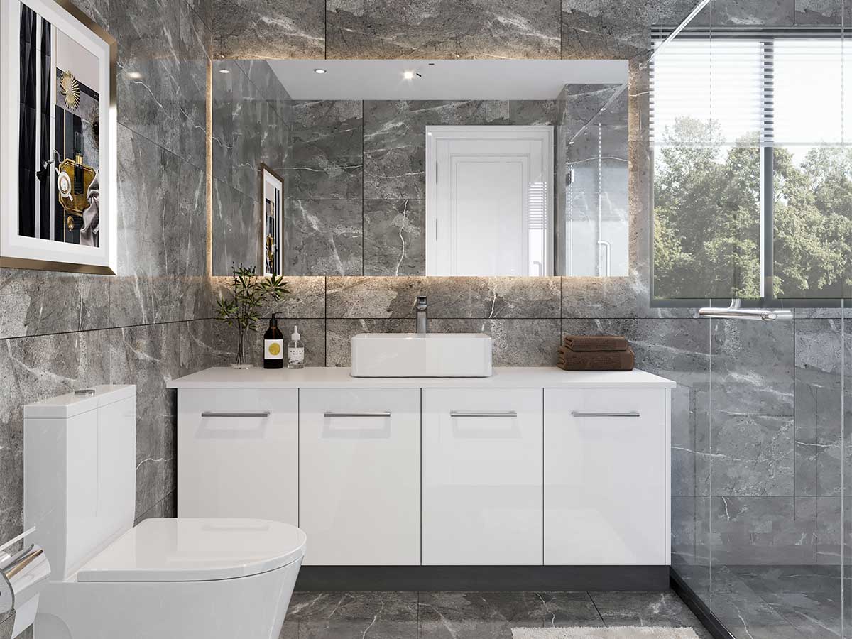 Modern Glossy White Bathroom Vanity