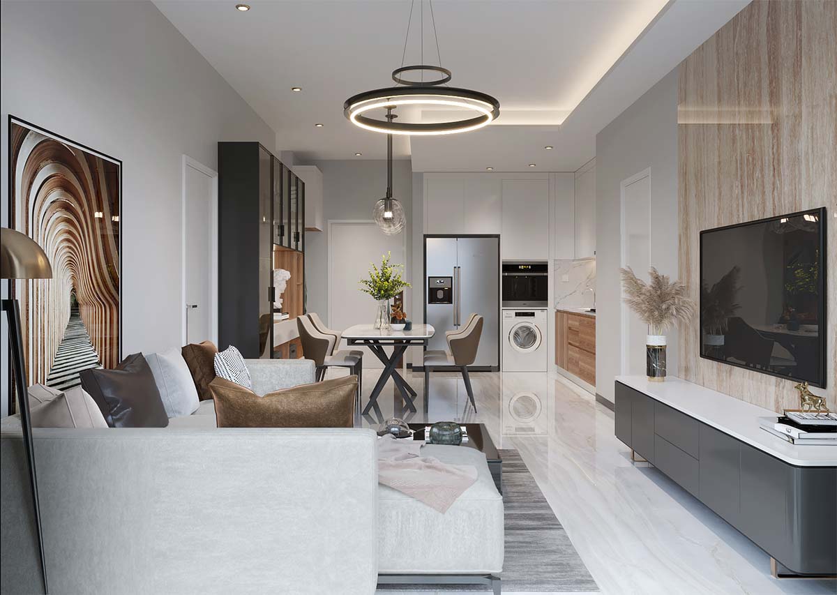 Matte White and Walnut Full Apartment Furniture OB22-Apart01