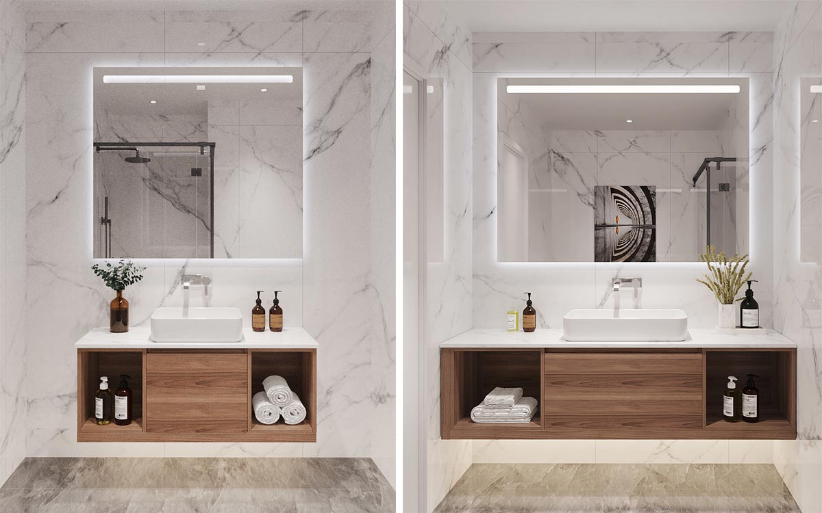 Wall-mounted Walnut Wooden Bathroom Vanities