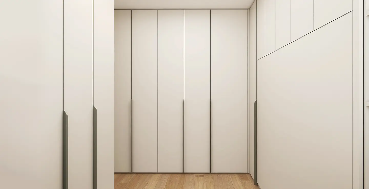 modern minimalist white fitted wardrobe