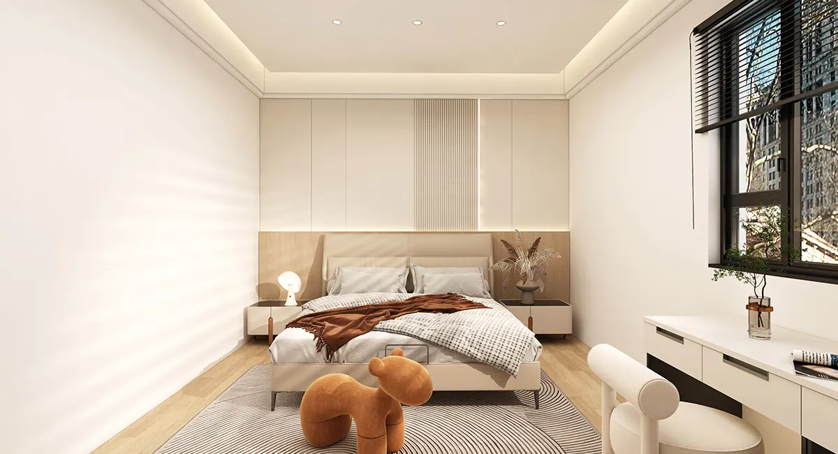 cream interior bedroom design 