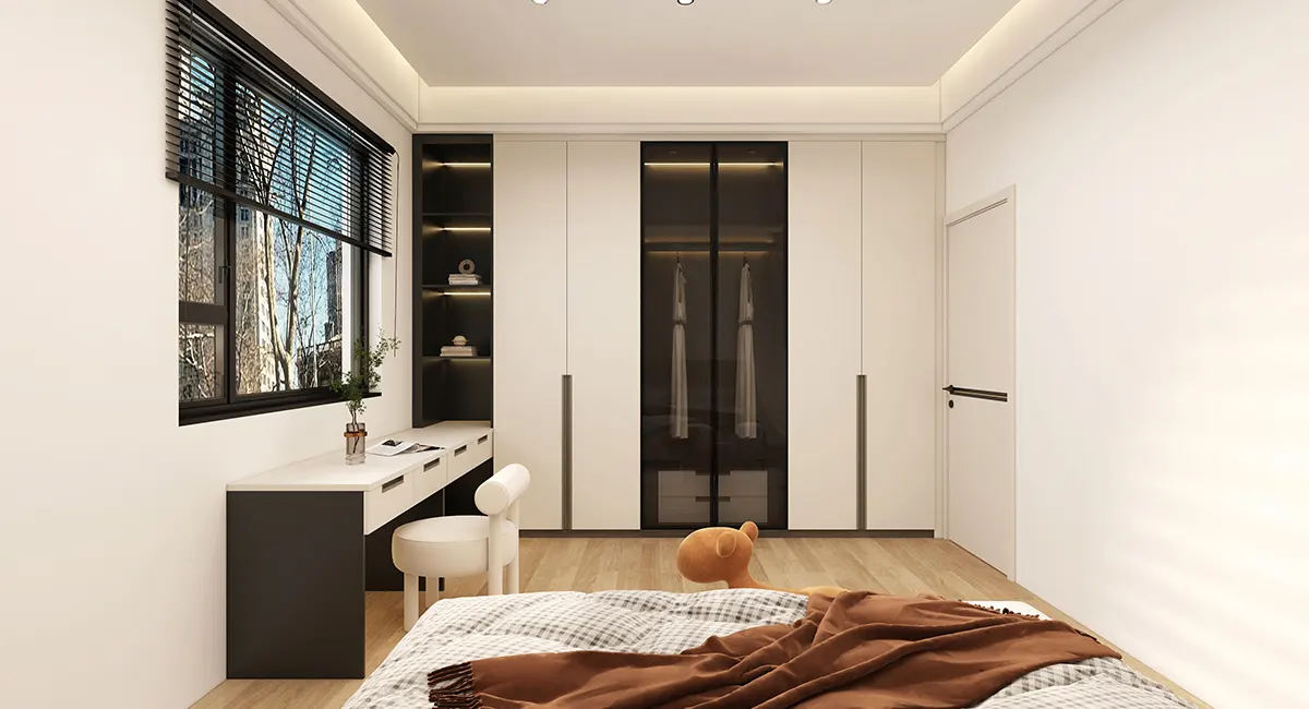 white fitted wardrobes with recessed handles