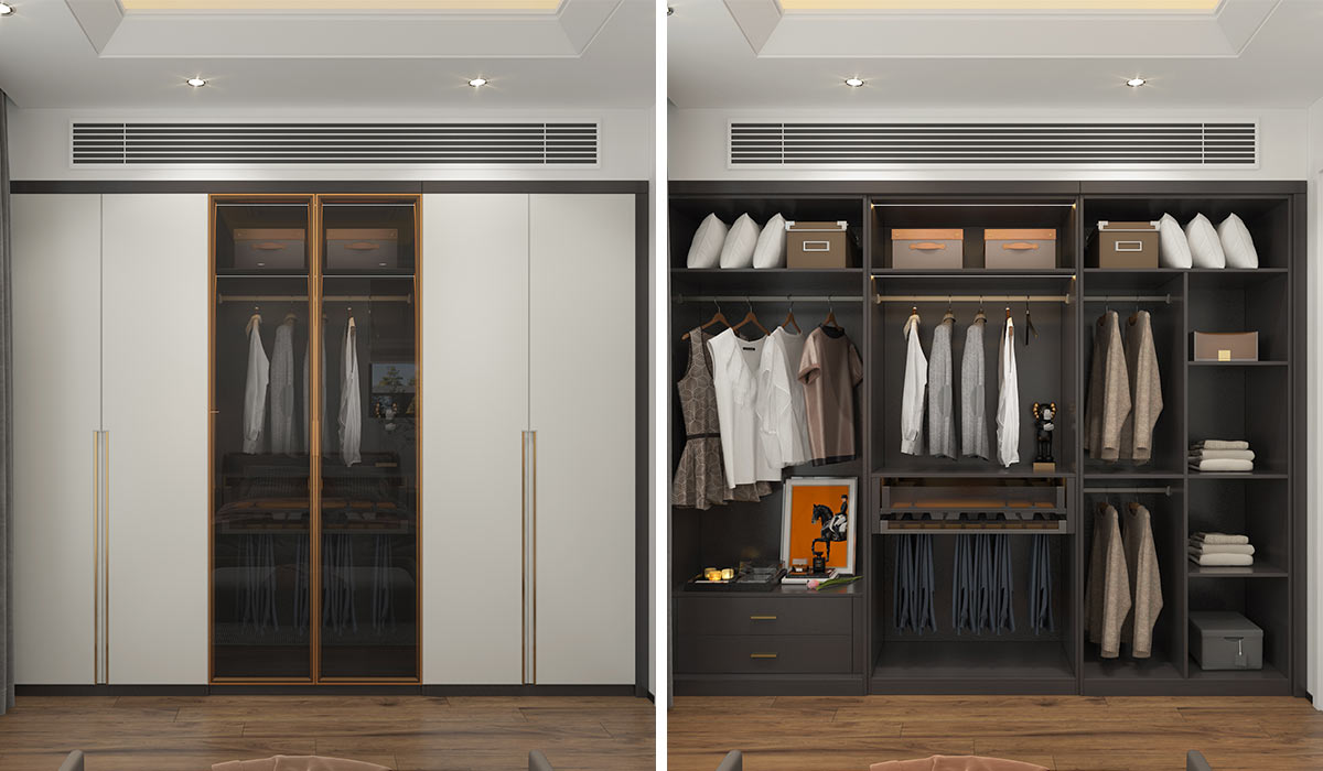 White Wardrobes with Integrated handles