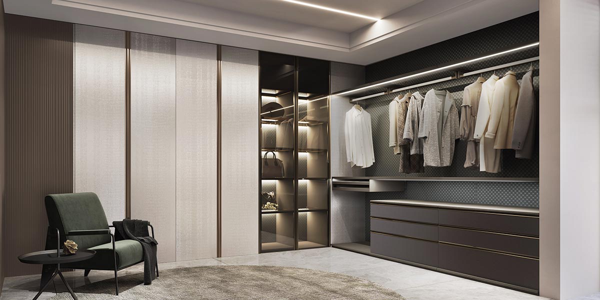 Modern Corner L Shape Wardrobe Design OBW22-PVC02