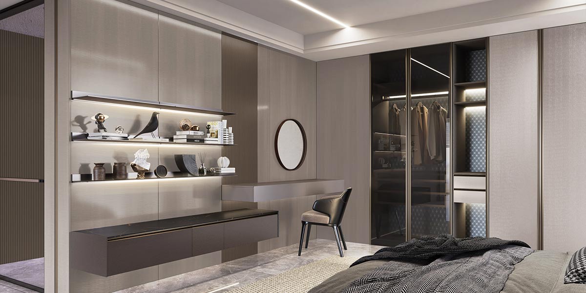 Modern Corner L Shape Wardrobe Design