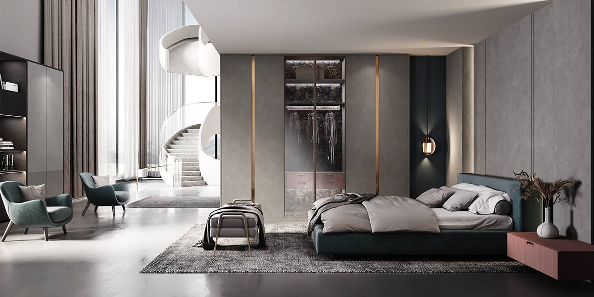 Grey Large Master Bedroom Closet Design