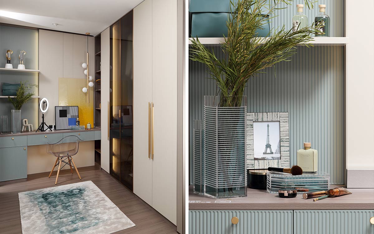 Contemporary Fitted Wardrobe with Built-in Metal Handles
