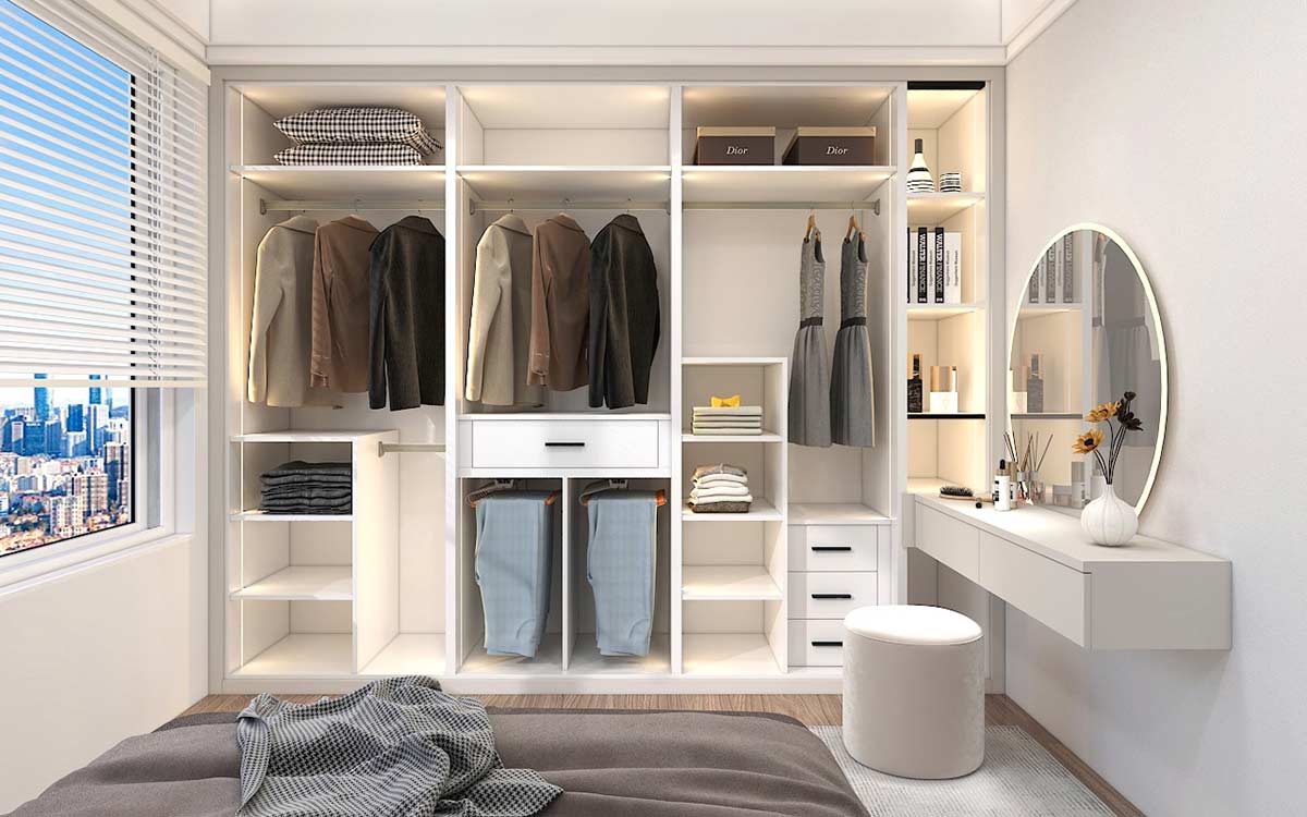 White Wardrobe with Dressing Table