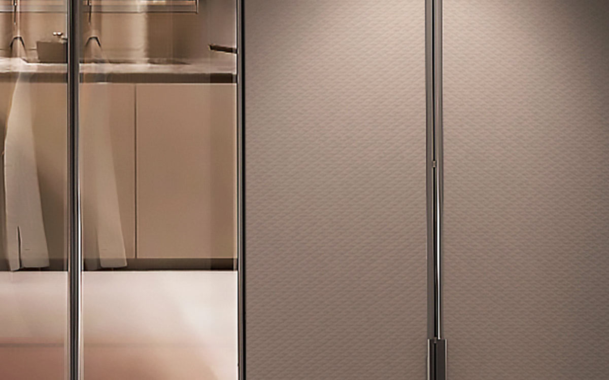 Melamine Wardrobe in Dark Beige Textured Finish