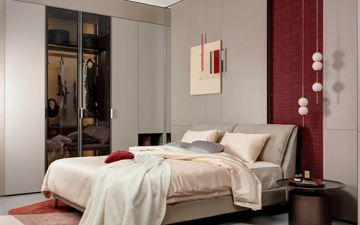 Dark Beige Textured Melamine Wardrobe