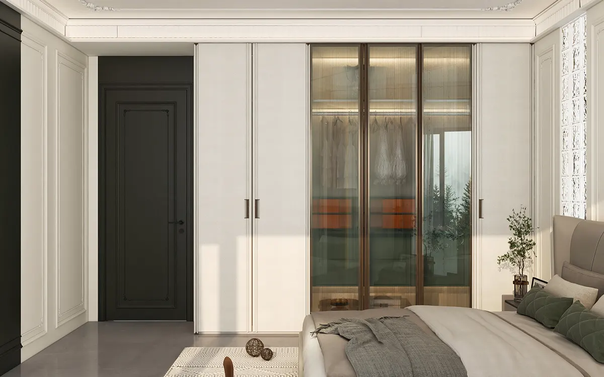 Modern Bedroom Cupboard in White and Green