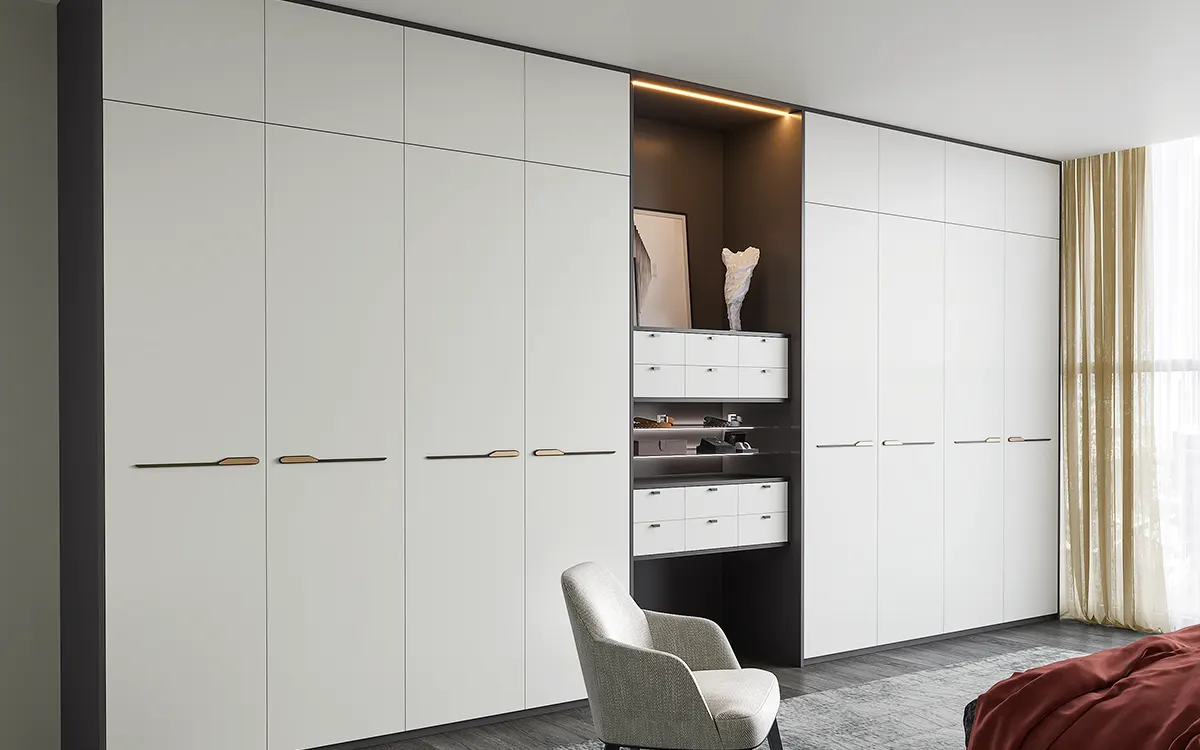 Hinged Fitted Wardrobes in Off White and Elephant Grey