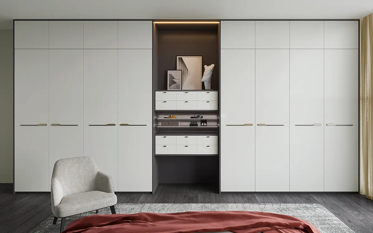 Hinged Fitted Wardrobes in Off White and Elephant Grey