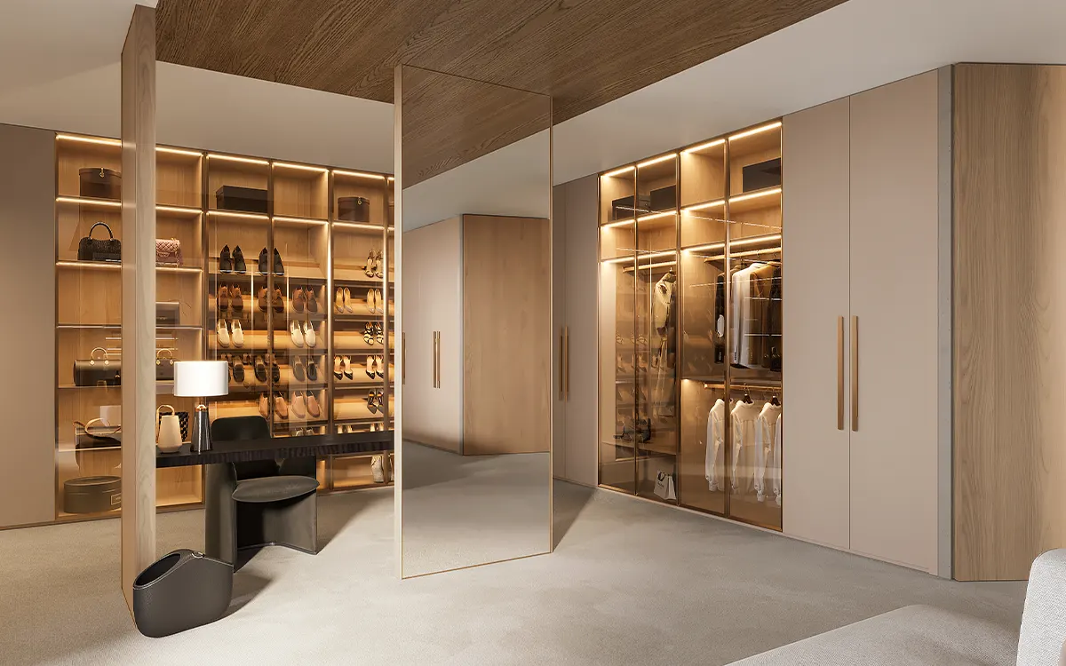 Big bedroom wardrobe with dressing mirror