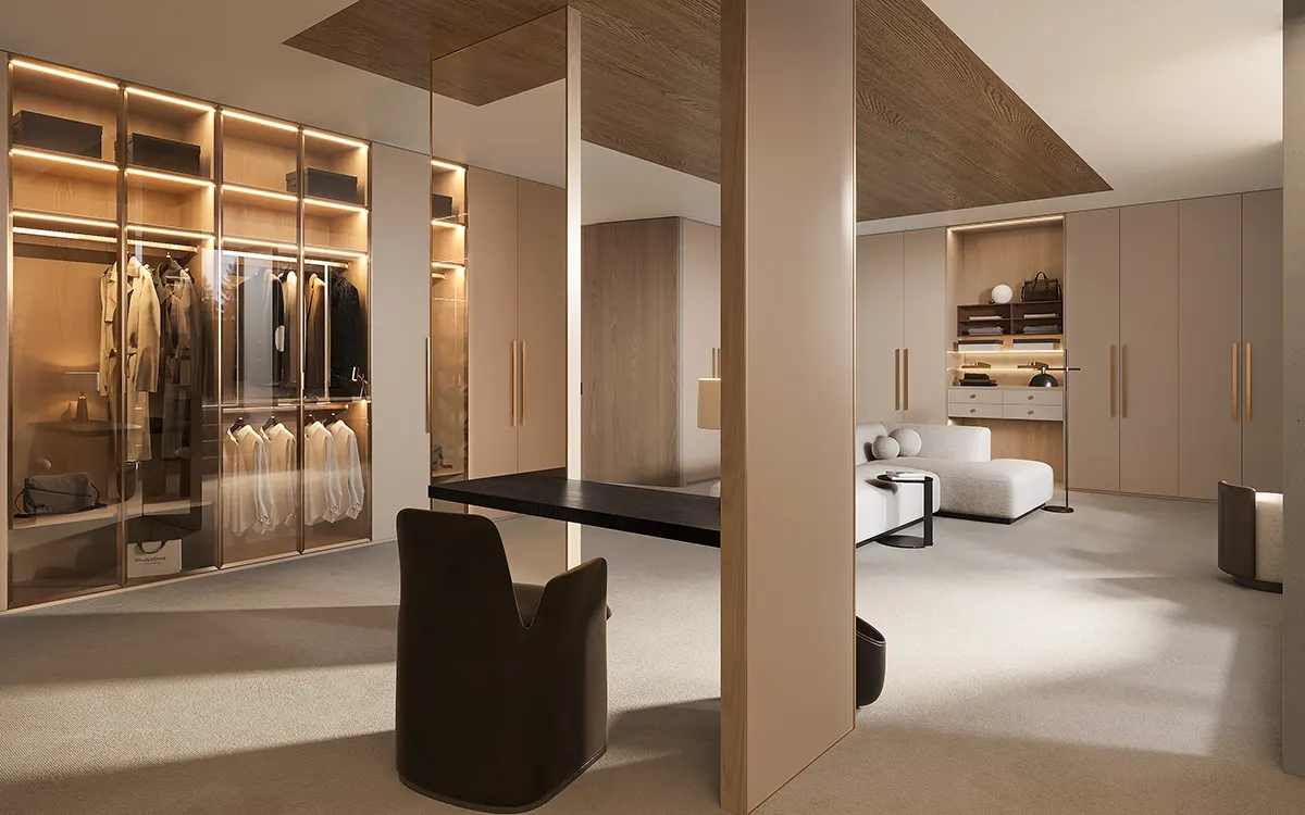 closet with dressing table