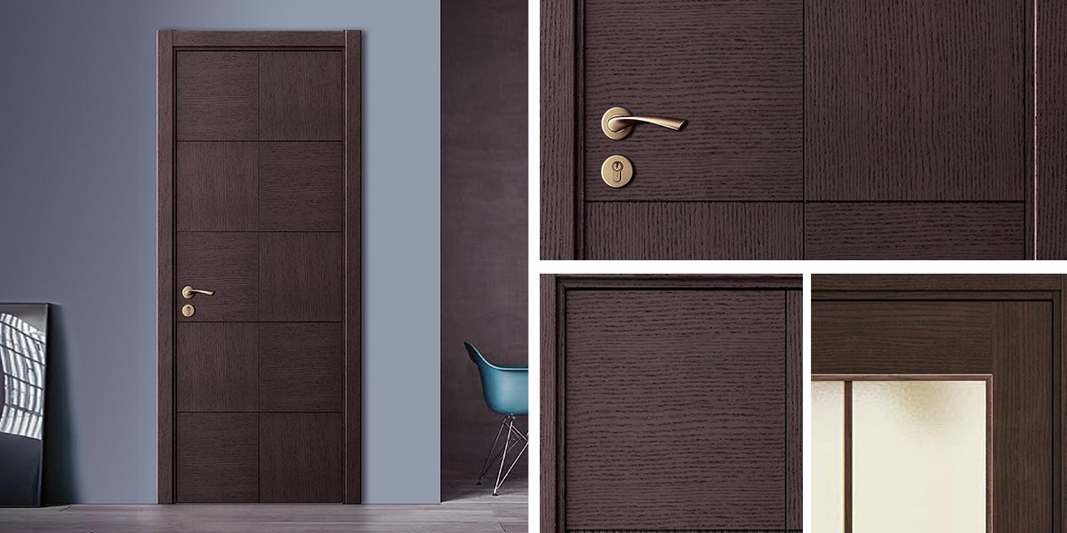 Modern Dark Wood Veneer Internal Door