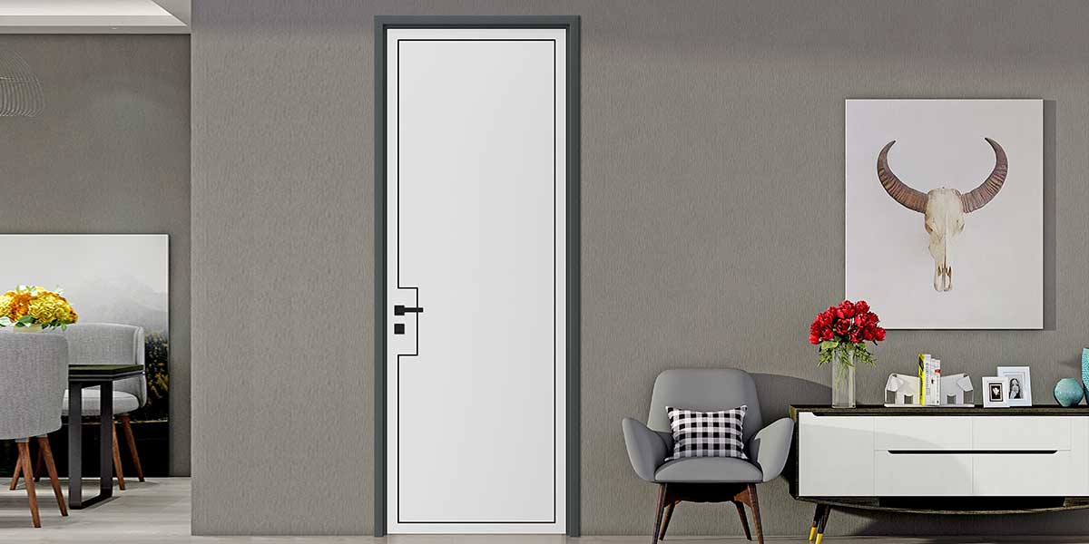 Modern Minimalist White Geometric Wooden Door YDG060D