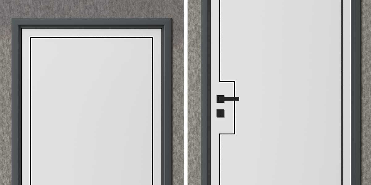 Modern Minimalist White Geometric Wooden Door 
