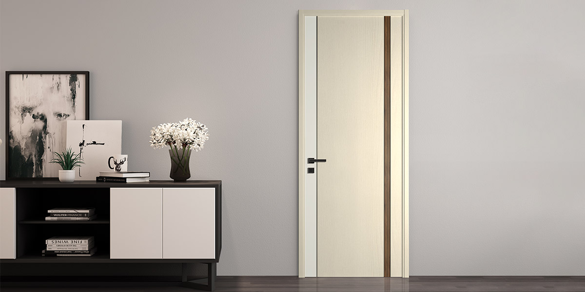PVC Interior Door in White and Wood Tone