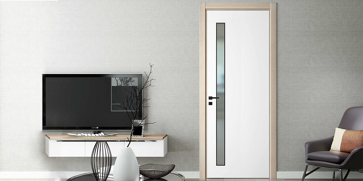PVC Interior Door in White and Wood Tone