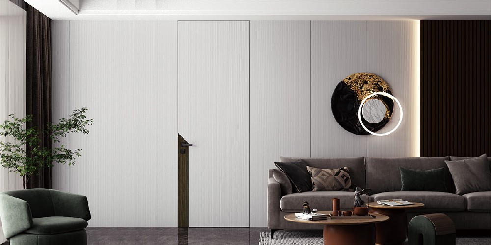 Modern White Flush-to-wall Interior Door YDG156D