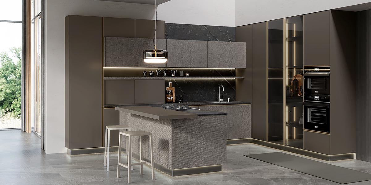 Custom Built Kitchen Cabinets in Coffee Color BLCC22307