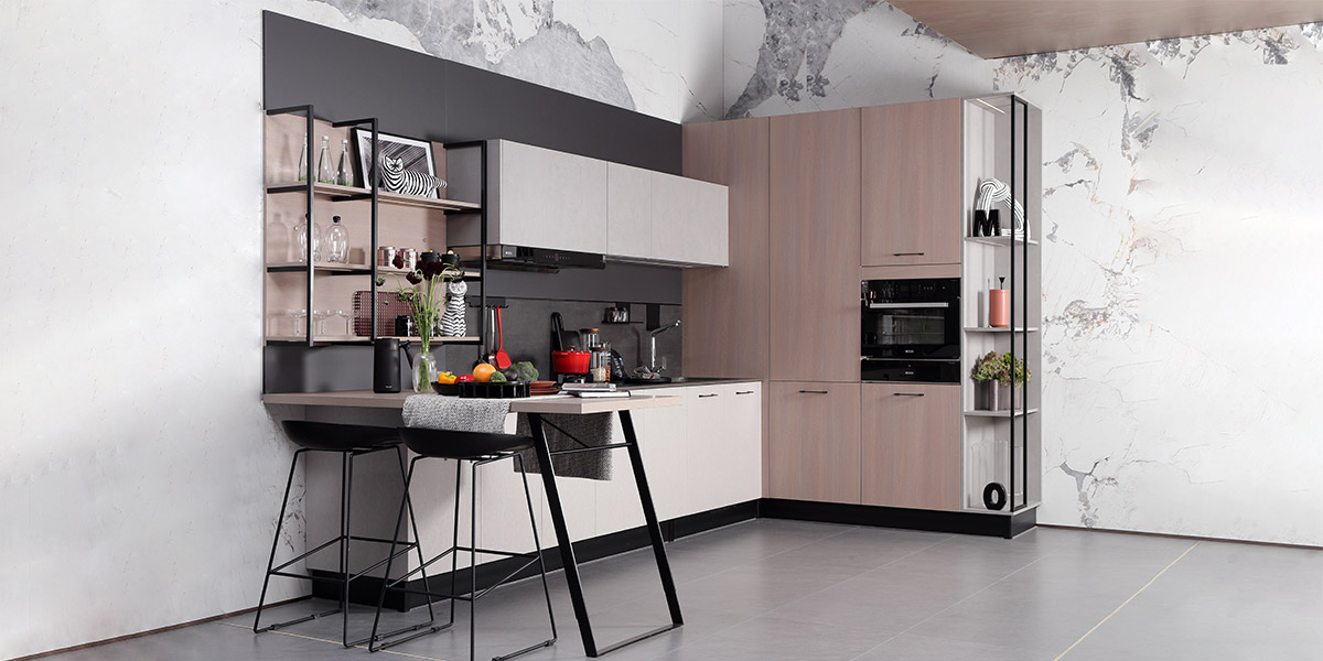 Textured Melamine Finish Kitchen Cabinets
